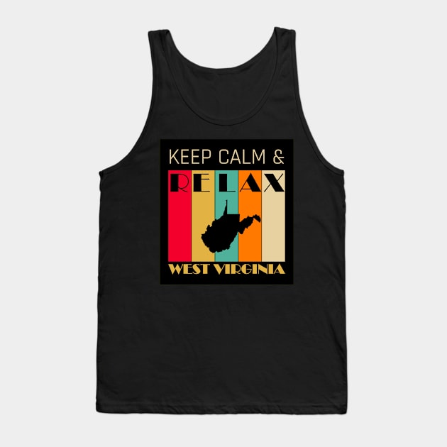 WEST VIRGINIA - US STATE MAP - KEEP CALM & RELAX Tank Top by LisaLiza